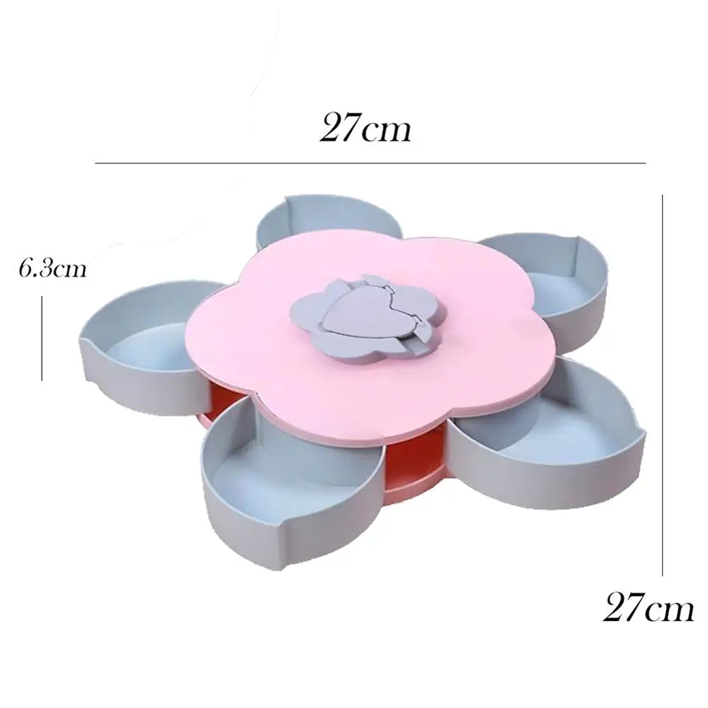 Новая креативная двухслойная вращающаяся коробка для хранения цветочный дизайн пластиковая коробка для конфет для закусок корзина для фруктов Свадебные украшения Органайзер - Цвет: one layer