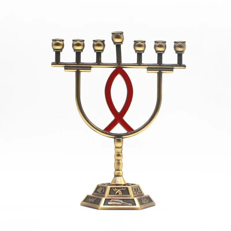 Держатель для свечей Menorah металлический канделябр держатель латунь 7 веток 12