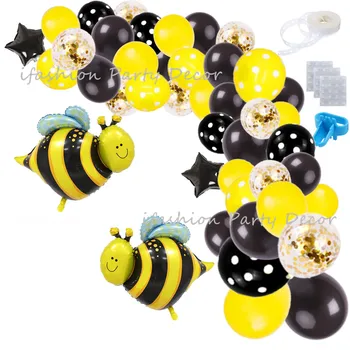 

Bee Balloon Arch& Garland Kit Yellow Black Dot Latex Balloons Set Bee Birthday Party Decorations Baby Shower Mom to Bee Shower