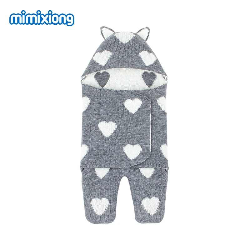 Baby Sleeping Bags for Stroller Cute Bear Knitted Newborn Bebes Swaddle Wrap Enelope Blanket Spring Autumn Winter Kids Sleepsack