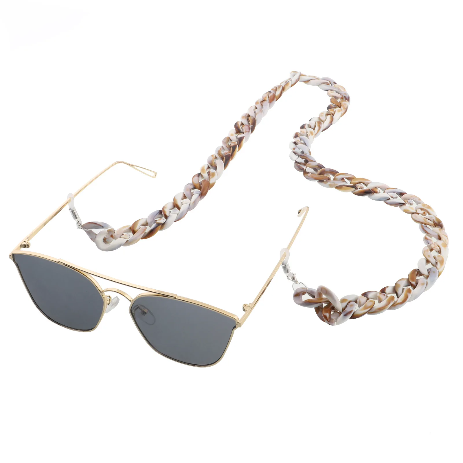Полимерные акриловые пластиковые леопардовые очки с узором на цепочке Простые ретро модные экологически чистые очки на цепочке противоскользящие