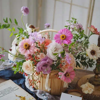 

Round Hemp Rope Tassel Portable Flower Basket Idyllic Flowers Basket Flower Arrangement Basket Green Plant Pot Container