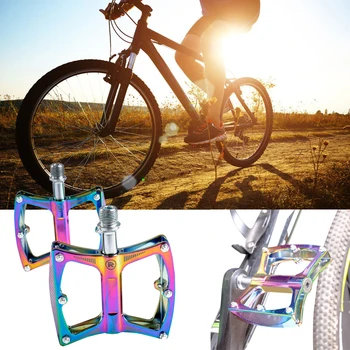 

1 Pair Rainbow Mountain Bike Pedals Colorful Bicycle Cycling Bearing Bike Parts Aluminum Alloy Anti-slip Bicycle Pedal