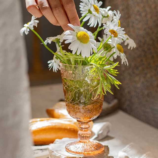 Daisy Cup Iced Coffee Cup Glass Retro Flower Glass Jar Daisy Coffee Glass  Cup Boho Beer Glass Jar Iced Coffee Glass 