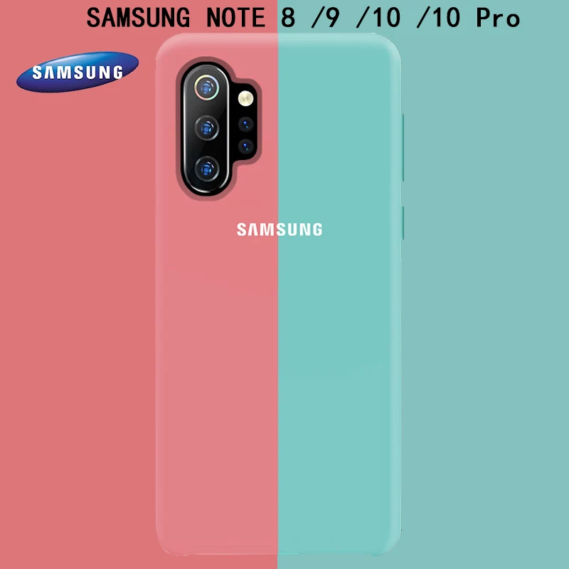 

For SAMSUNG Note 10 9 8 Back Case Soft Liquid Silicon For Samsung Galaxy Note 10 Pro Phone Shockproof Full Protectiver Case