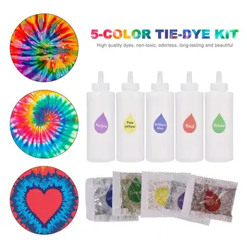 

5 Colors Tie-Dye Kit Cotton Linen Clothing Dyes Non-toxic DIY Fashion Dye Kit Paint Colors Arts Clothes For Dyes Paint