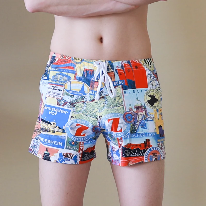 

Men Beach Board Shorts Summer Swimming Trunks Male Swimwear Quick Dry Breathable Loose Print Elastic Casual Shorts