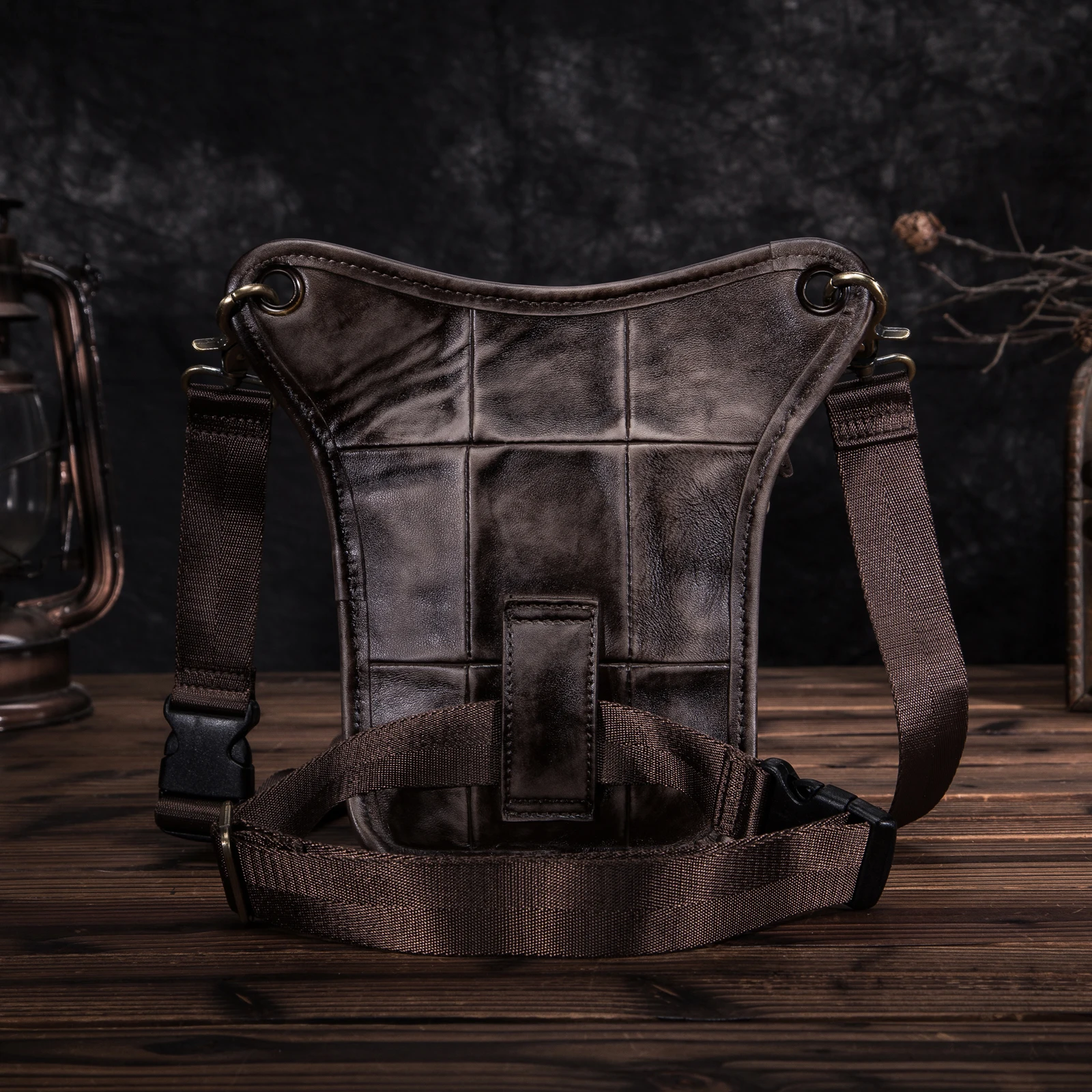 Quality Leather Men Design Casual Coffee Classic Shoulder Sling Bag Fashion Travel Fanny Waist Belt Pack Leg Bag 211-3DC