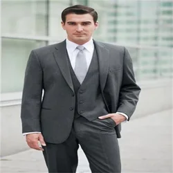 2021 New High-Quality Customized Notch Lapel Fashion Two-Button Gray Men's Suit Prom 3 Piece Set (Coat + Pants + Vest + Bow Tie)