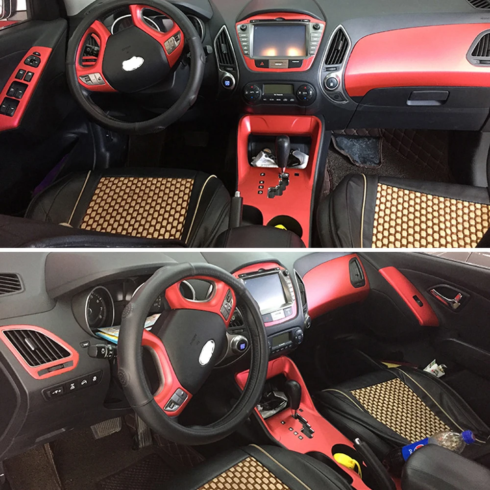 Для hyundai ix35 2010- внутренний центральный Управление Панель дверные ручки 3D/5 мм Углеродистой волокно наклейки стайлинга автомобилей аксессуары