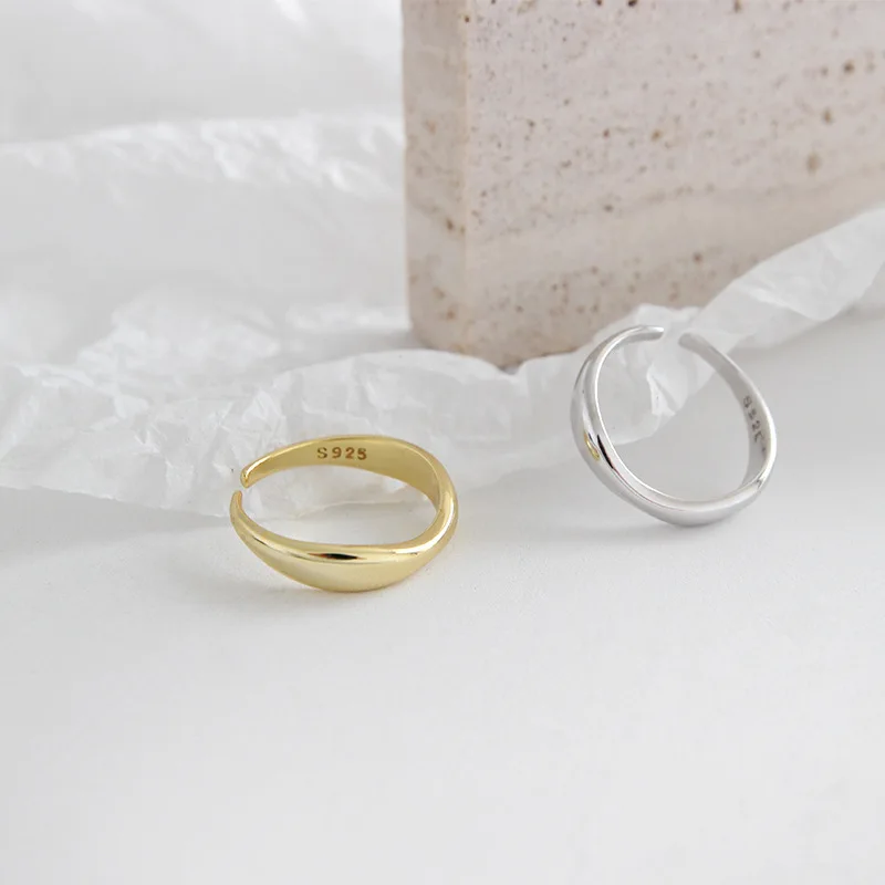 XIYANIKE Silver Color Irregular Wave Rings Trendy Simple Geometric Handmade Jewelry for Women Couple Size 17mm Adjustable 4