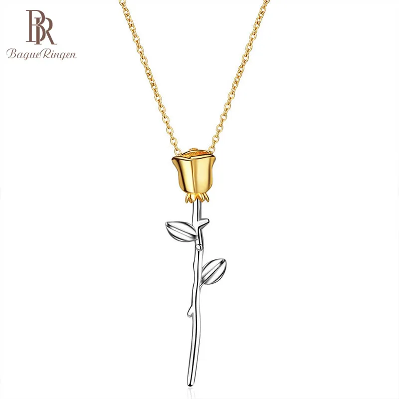 Женское колье с подвеской в виде цветка розы серебро 925 пробы|Ожерелья| |