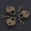 New Vintage Heart Shape Mini Padlock Bag Travel Suitcase Luggage Box Case Key Lock Retro Combination Lock Jewelry Box Padlock 5