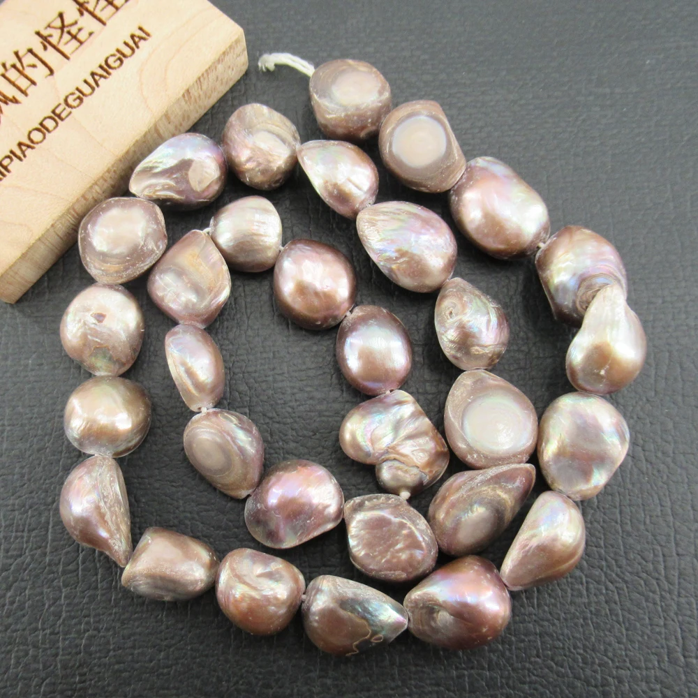APDGG Wholesale 5 Strands Big Natural Tooth Grey Shell  Pearl Beads 15'' Loose Beads Jewelry Making DIY