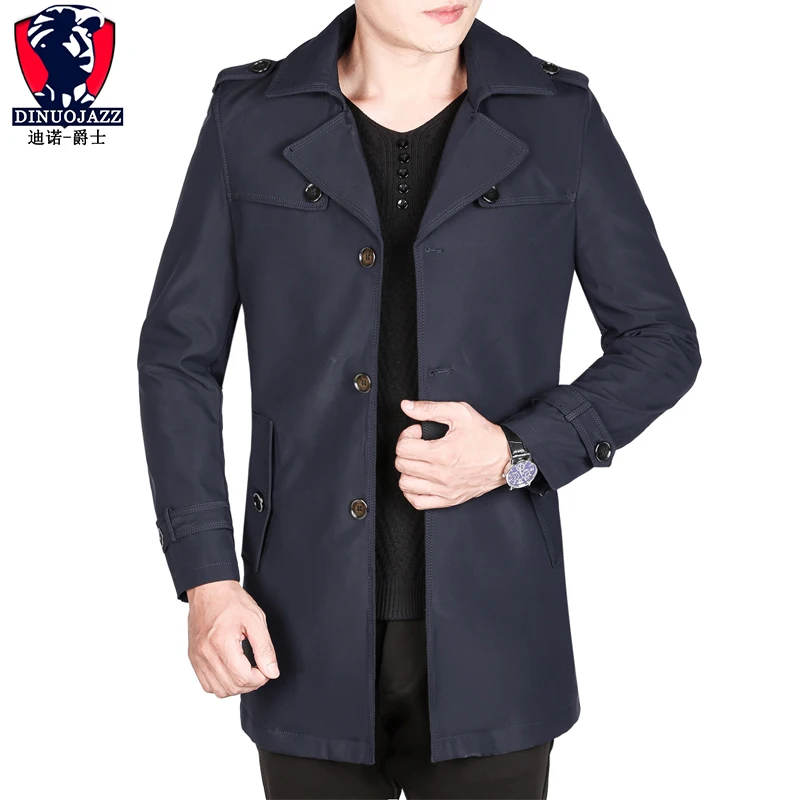 Длинное пальто для мужчин, Осеннее мужское двубортное пальто с лацканами, длинное повседневное свободное удобное пальто - Цвет: royal blue trench