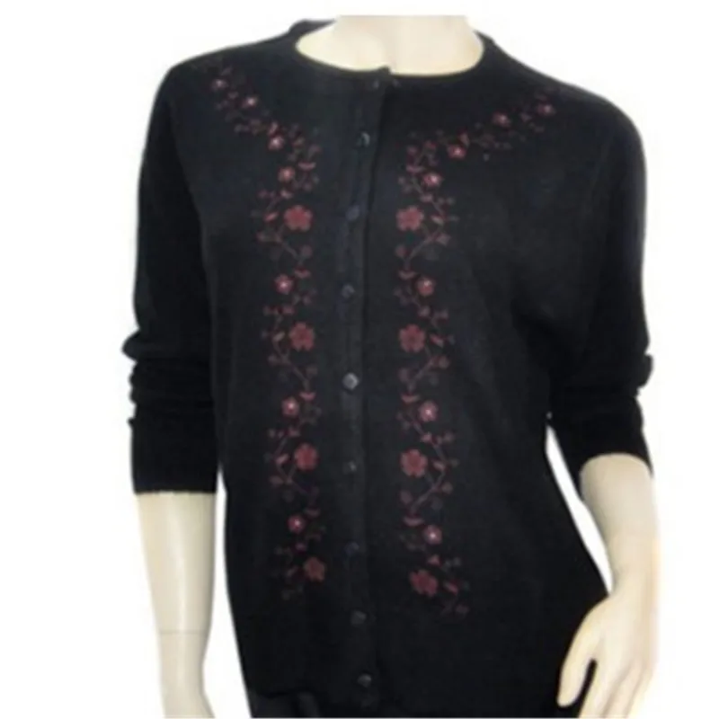 Women's Embroidery Tops Sweater Fashion All-Match Mother Clothing Cardigan Women Plus Large Size Shirt XXXL 4XL |