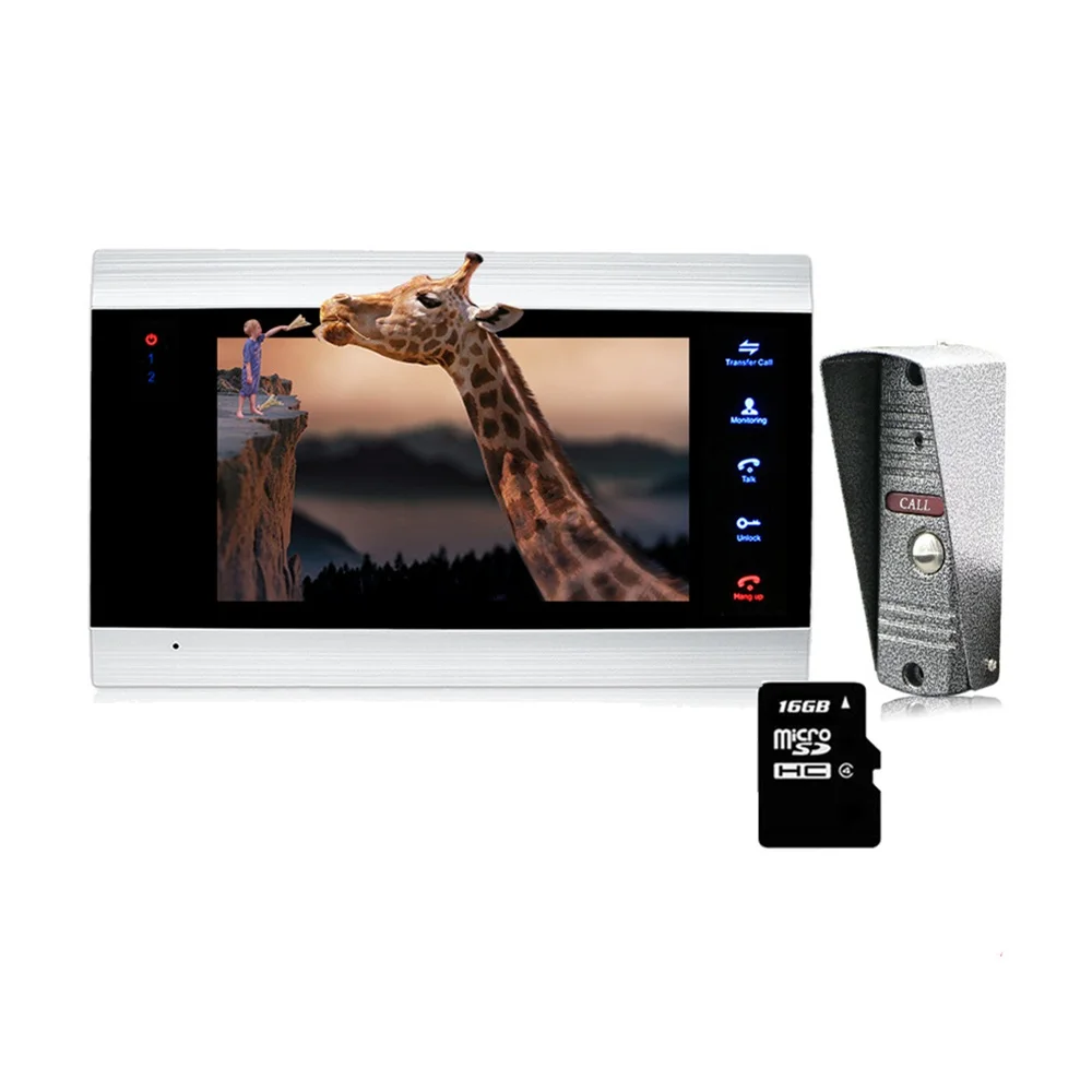 With 16GB SD Card Homefong 1200TVL HD видеодомофон домофон с дверной звонок с записью данных камера широкий угол обнаружения движения ночное видение - Цвет: With 16GB SD Card
