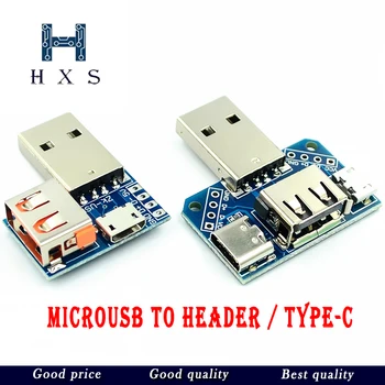 

5PCS USB adapter board Male to female to micro USB to header / Type-C 4P 2.54mm straight plug