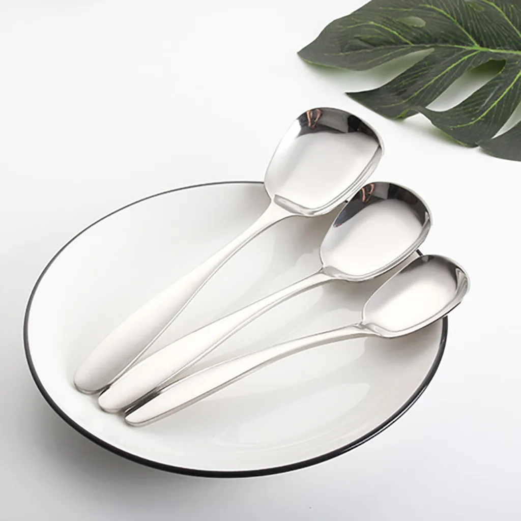 304 Stainless Steel Soup Spoons Table Spoons Dinner Rice Spoons Special Squar Small Spoon Creative Cinnerware