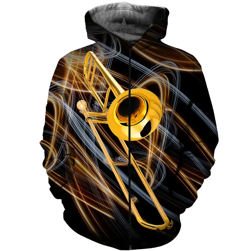 Drop Shipping Die Kunst Posaune 3D Druck Männer Herbst Hoodie Unisex Casual Zipper Hoodies Streetwear Jacke Trainingsanzüge DK329 – Detail 8