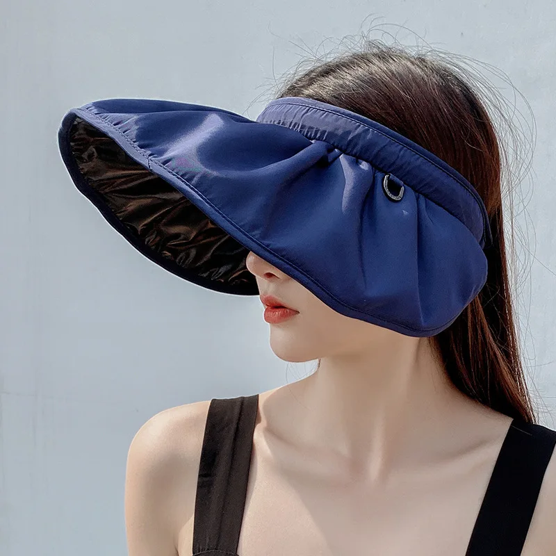 

Summer Wide Brim Hats For Women Empty Top Shell Shape Sun Hat Korean Sunshade Sunscreen Sun Protection Beach Hat H71