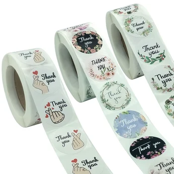 

500Pcs/roll Floral Thank You Sticker for seal label scrapbooking christmas sticke decoration sticker Stationery Sticker 2.5cm