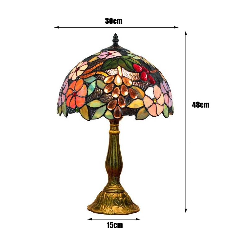 WOERFU Тиффани настольная лампа 30 см Виноградная лампа E27 спальня оригинальная прикроватная лампа мода сплав база настольные лампы