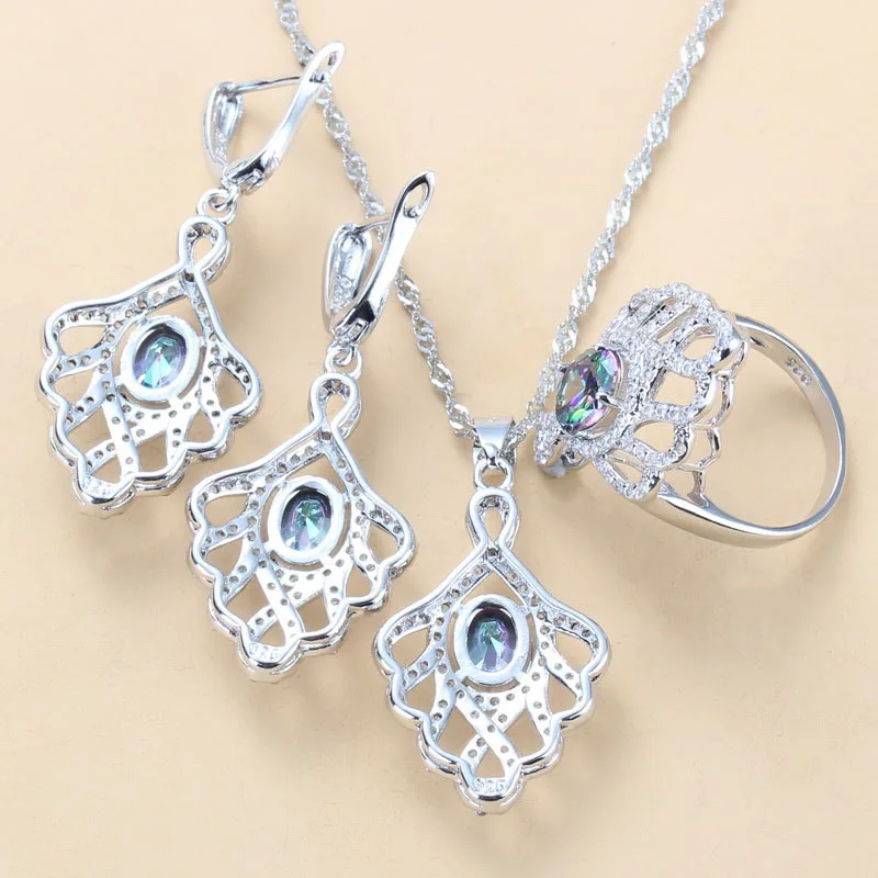 Комплект из колье серёг браслета и кольца 11 цветов|Ювелирные наборы для невесты| |