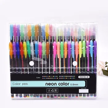 

48pcs/set DIY Draw Gift 0.8mm Tip Gel Pens Set Office Plastic Color Write School Supplies Glitter Children Smooth Stationery