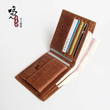 

Retro men's wallet short leather simple two-fold wallet thin female wallet cowhide wallet