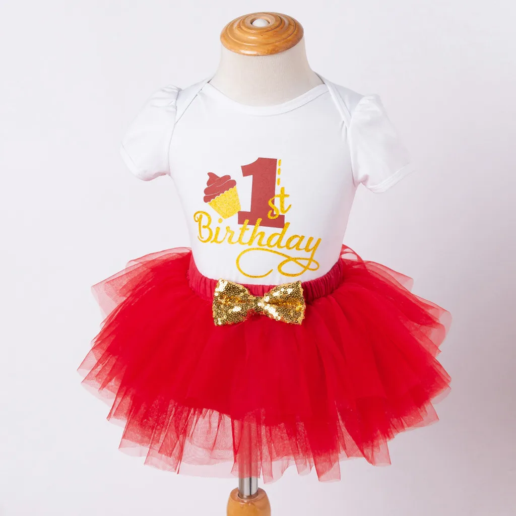 Одежда для новорожденных девочек с надписью «My First Birthday»; комбинезон с короткими рукавами и цифрами; однотонная фатиновая юбка-пачка; Roupa Infantil Menina