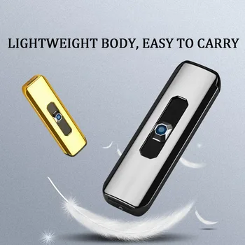 

New Mini Electroplating Electric Lighter Small Double Side Cigarette Lighter USB Recharging Windproof Flameless Portable Lighter