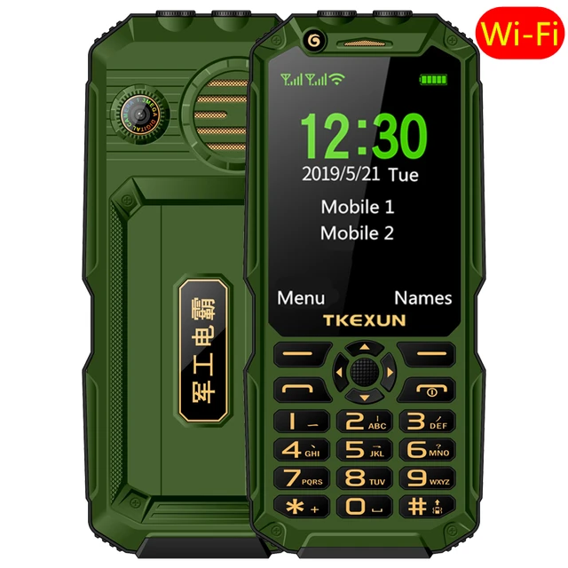 WCDMA 3G mobiele telefoon 3.0 "touch screen Power Bank Wifi drukknop Dual SIM Dual Zaklamp luid speaker mobiel russische sleutel
