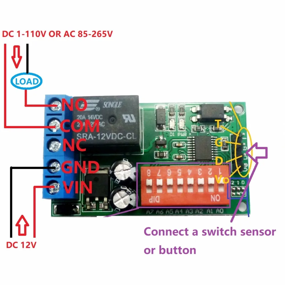 1ch AC/DC 12V Сенсор реле задержки таймера доска для RCWL 0516 HC SR505 SW 420 MQ 2 светодиодный