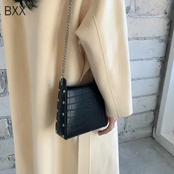 

[BXX] Crocodile Pattern PU Leather Crossbody Bags For Women 2020 Fashion Shoulder Messenger Bag Female Solid Color Handbag HL135