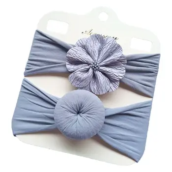 

2 2 Pcs/set Baby Kid Headband Children Girls Donut Flower Hairband Photo Props Stretch Solid Color Turban Headdress Hair