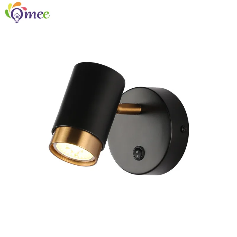 5W Wall Lamp Black/White Modern Aisle Wall Light Adjustable For Bedside Bedroom Lights Corridor sconce AC110-240VGU10 LED Switch