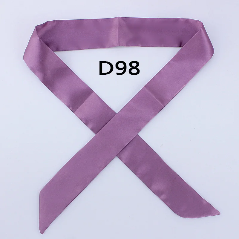 D98 Горячая Мода саржевый эмуляционный Шелковый однотонный шарф для женщин маленький шарф лента Сумочка волосы длинная шаль Бандана роскошный головной шарф - Цвет: D98