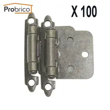 Probrico 100 пара, закрывающийся античный бронзовый шарнир для кухонного шкафа, скрытая петля для двери шкафа,, мебельная фурнитура