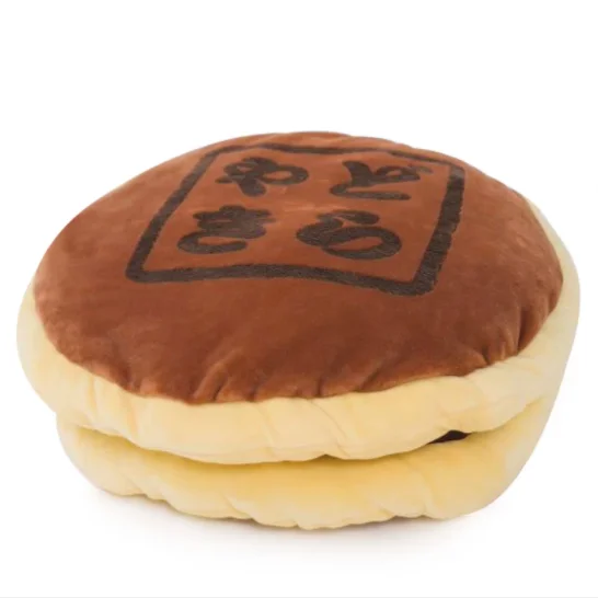 Japanese Dessert Dorayaki Plush Toy Round Pillow Cushion Pie Bread Funny Kawaii Cute Pillow Kids Toys for Children Birthday Gift