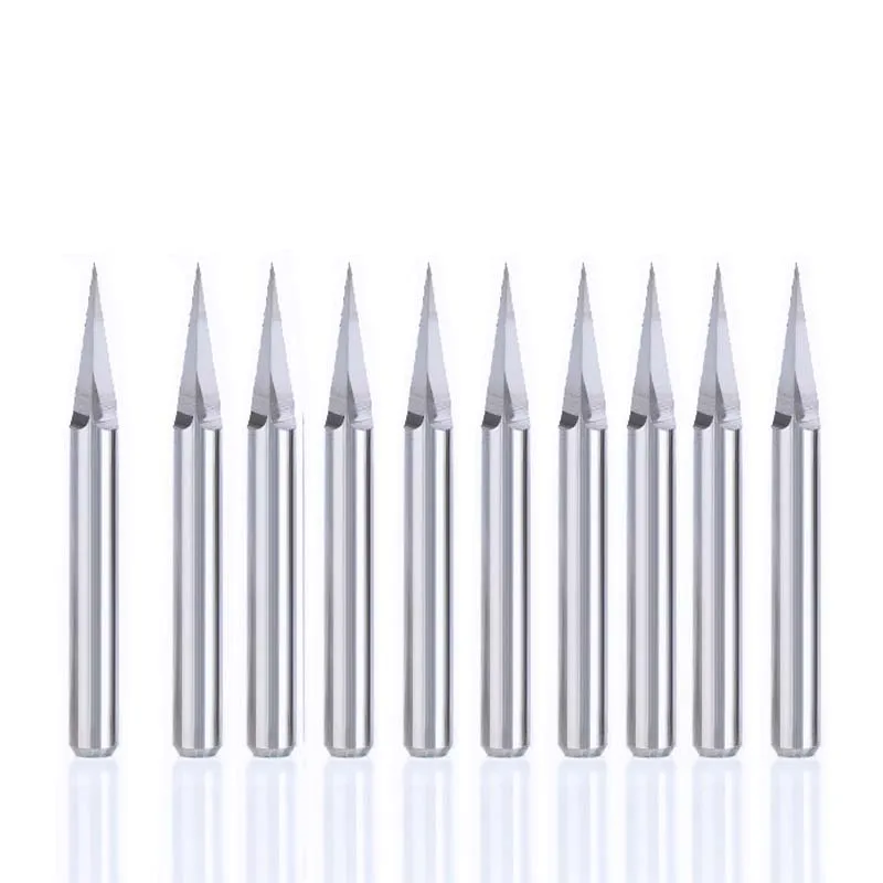 

10Pcs 15 Degree Carbide Steel CNC Router Tool Pyramid Engraving Bits Jade Copper