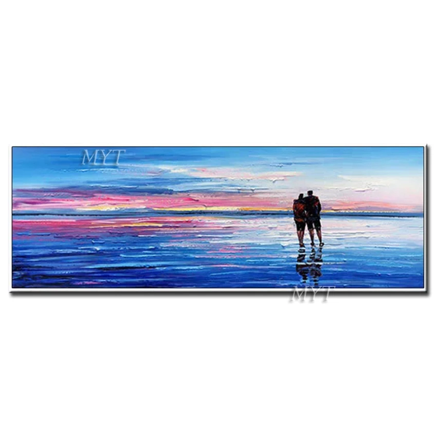 

Two People Watch Sunset Together Abstract Oil Painting On Canvas For Living Room Hom Decor Pictures Wall Art Paintings Unframe