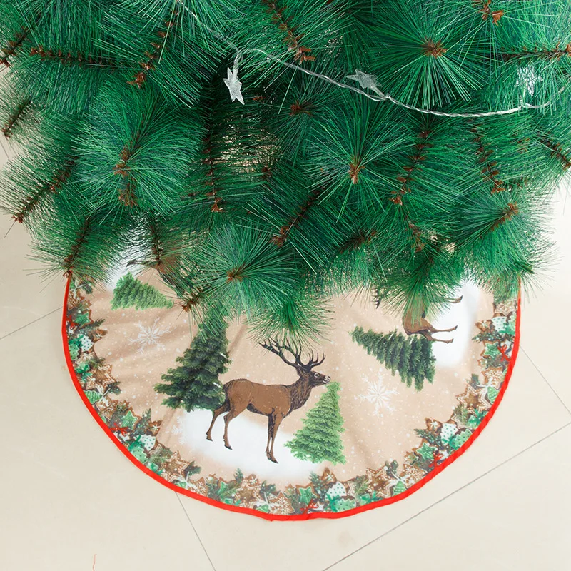 Christmas Tree Skirt Flannelette Scene Layout Supplies Merry Xmas Decor Reindeer 