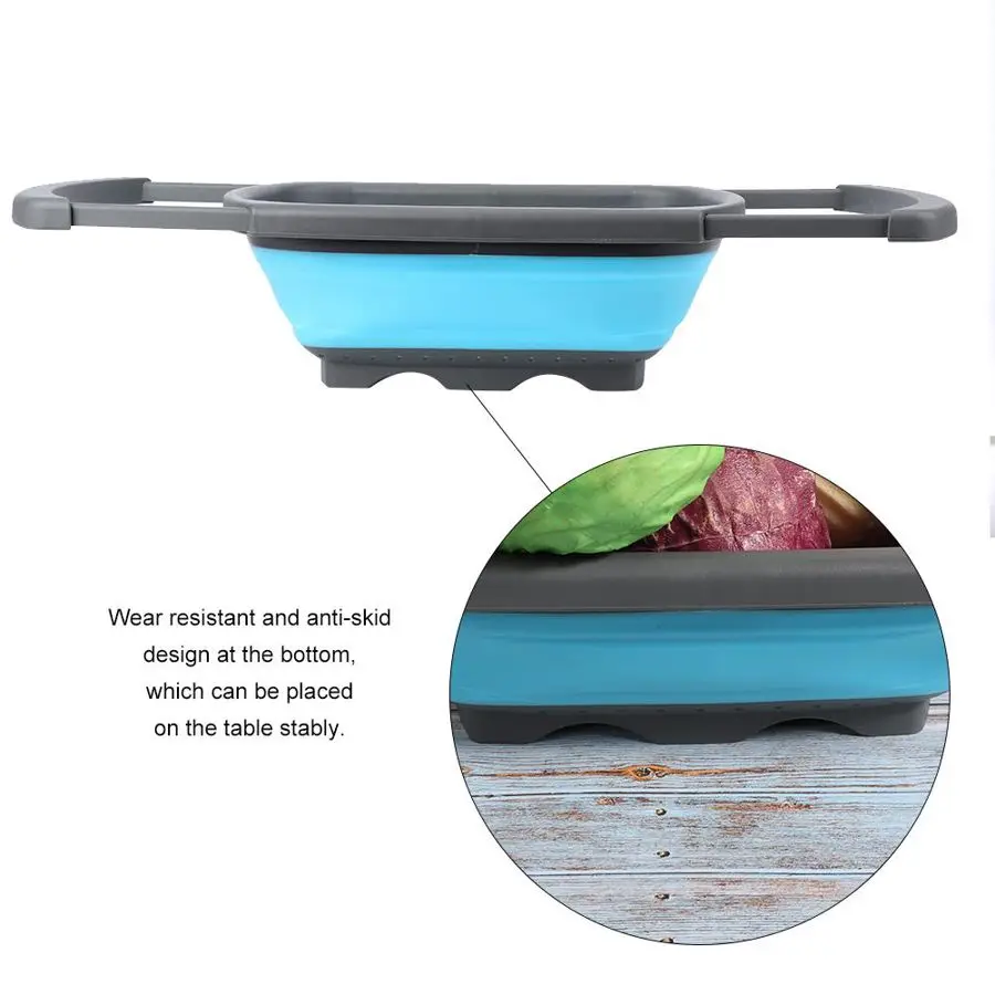 Folding Washing Drain Basket Environmental Food Fruit and Vegetable Washing Basket Outdoor Camping Kitchen Supplies