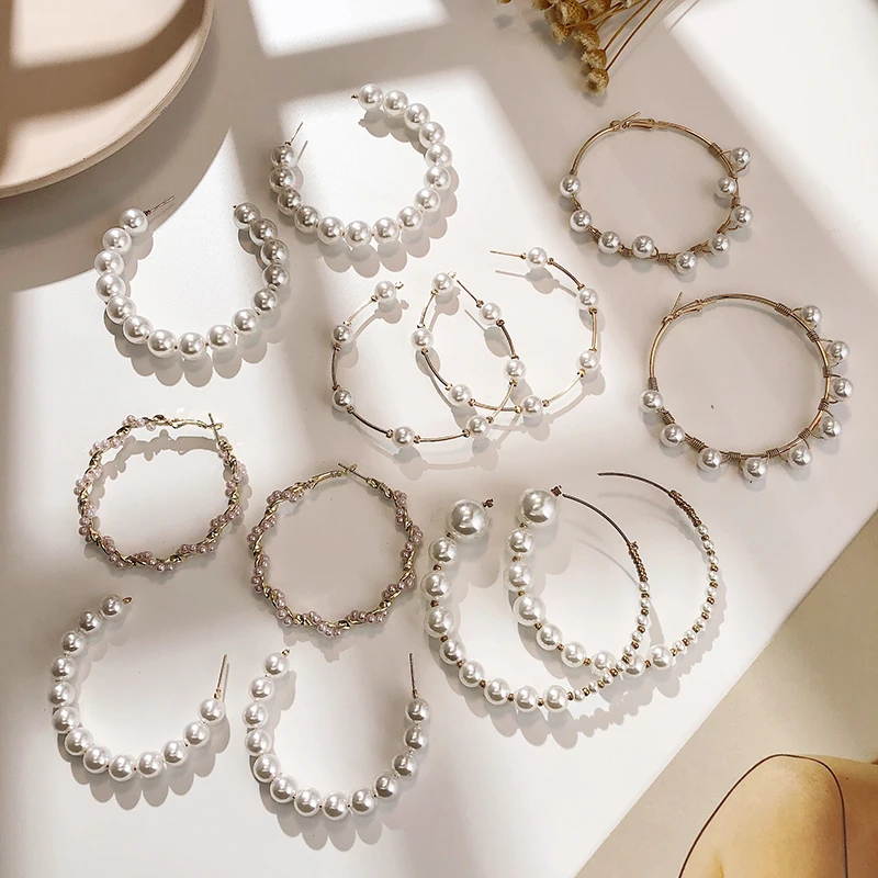 Женские серьги с искусственным жемчугом полукруглые ювелирные украшения для