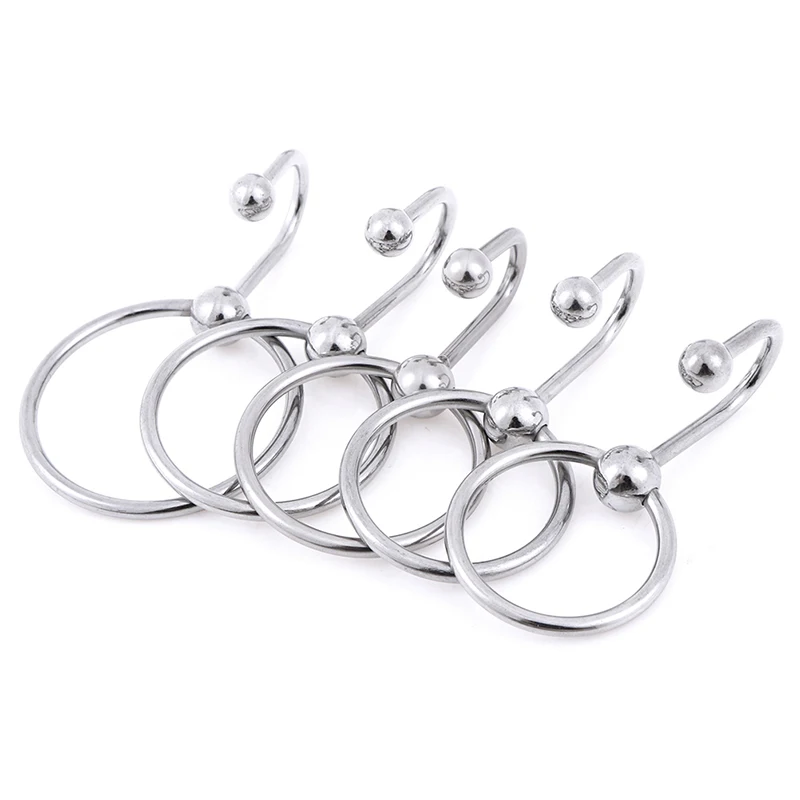 Penis Plug Male Chastity Device Urethral Dilator Penis Rings with Head Ring Stainless Steel Catheter Sound Beads 5 Size