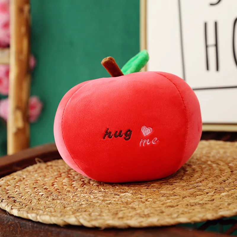 New 8inch Creative Simulation Fruits Vegetables Stuffed Plush Toys Super Soft Apple Banana Pepper Carrot Plush Pillow Kids Gift - Цвет: 17cm red apple