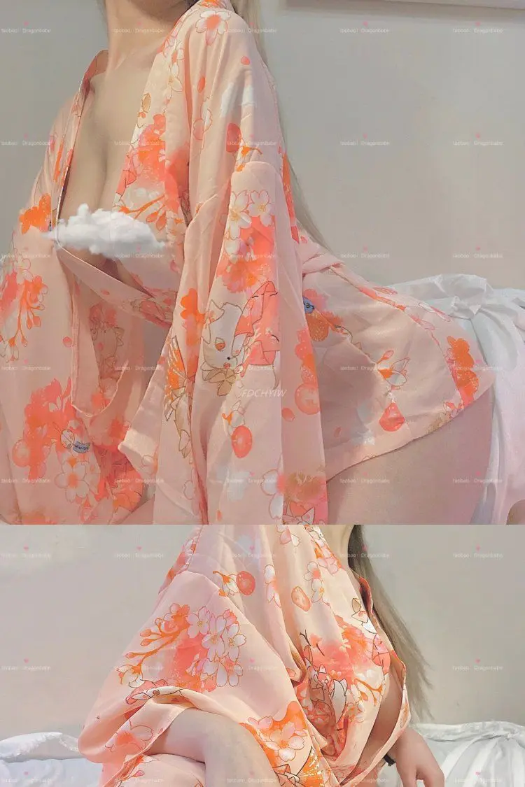 Japanese Kimono Kimono Robe Bathrobe Women Traditional Style Yukata Costumes Pajamas Belt Japanese Dress Sexy Lingerie Dressing Gowns