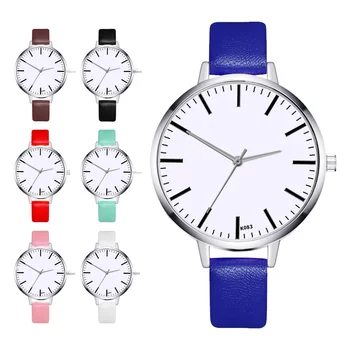 

Simple Ladies Quartz Watch Waterproof White Fine Leather Strap Fashion Silver Alloy Dial Watches For Women Clocks Couple K083-YC