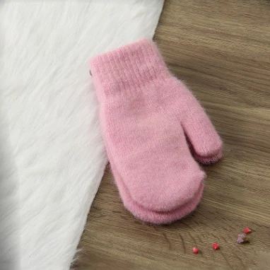 Gloves Women Winter Woolen Thicker Warm Solid Simple All-match Womens Fashion Daily High Quality Casual Chic Females Harajuku - Color: pink1